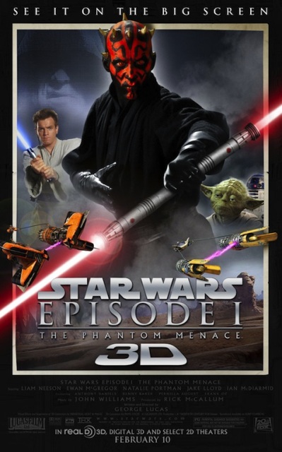 Постер к 3D-фильму «Звездные войны: Эпизод 1 – Скрытая угроза»