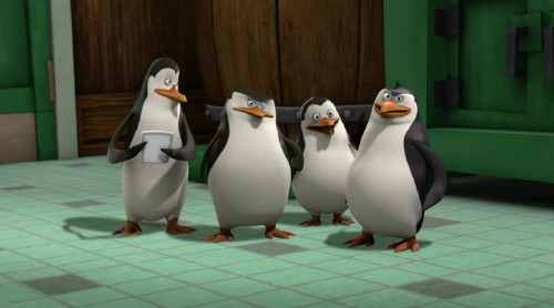 Пингвины Шкипер, Ковальски, Рядовой и Рико в трехмерном мультфильме киностудии DreamWorks Animation