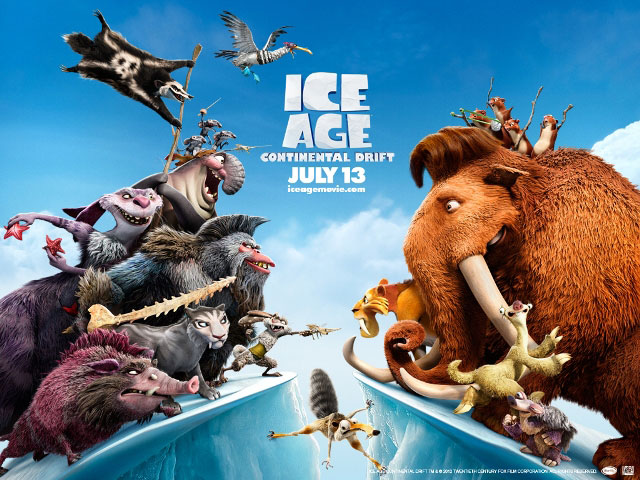 Постеры к 3D-фильму «Ледниковый период 4: Континентальный дрейф» (Ice Age: Continental Drift)