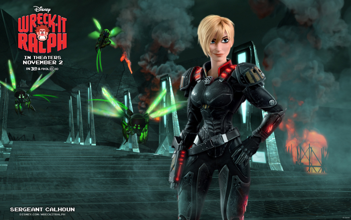 Главный герой 3D-картины «Ральф -разрушитель» встречает во время своего путешествия Сержанта Калхун из игры Hero’s Duty
