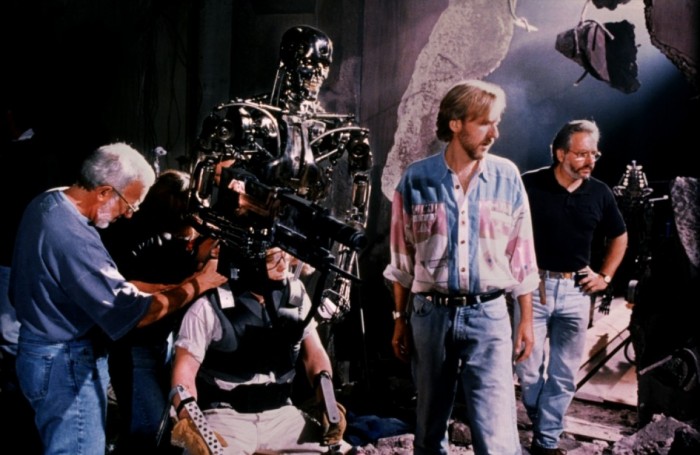 Джеймс Кэмерон (James Cameron) на съёмках "Терминатора" (Terminator)