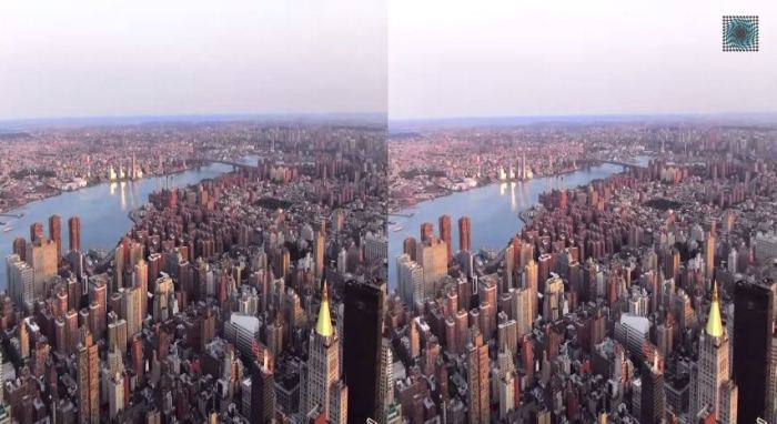 Панорама Нью-Йорка с высоты небоскрёба Эмпайр-стейт-билдинг (Empire State Building).